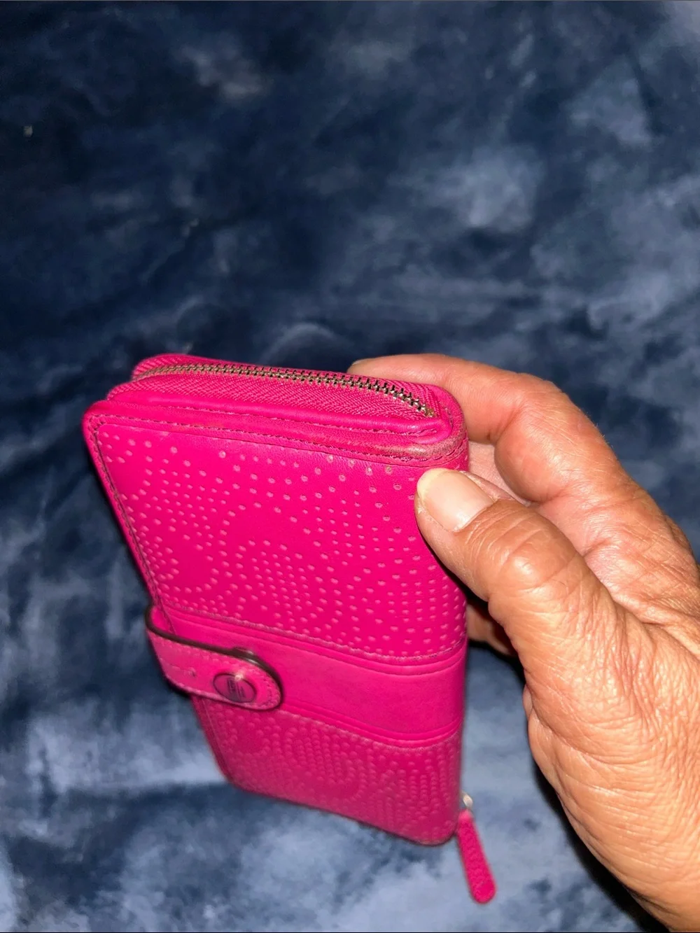 Coach Red Perforated Leather Continental Wallet with Snap Tab